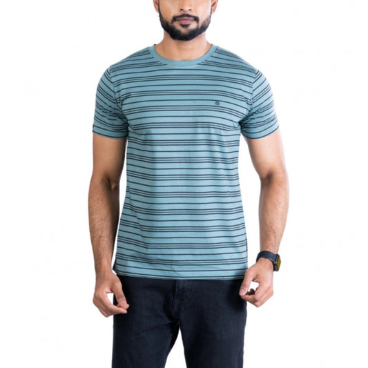 Generic Men's Casual Cotton Printed Round Neck Half Sleeve T-Shirt (Gery)