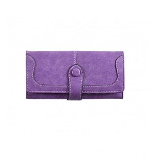 Generic Women's Faux Leather Medium Snap Button Wallet (Purple)