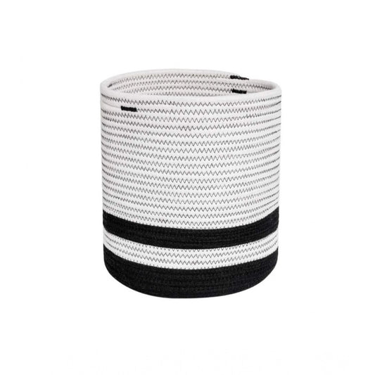 Generic Cotton Large Woven Storage Basket 10x10 Inch Pack of 1 (Black &amp; White)