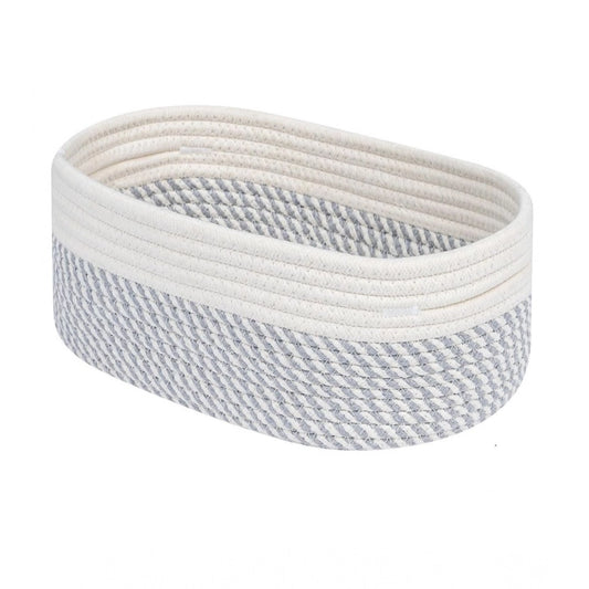 Generic Cotton Oval Storage Rope Woven Baskets Pack of 1 (Grey White)