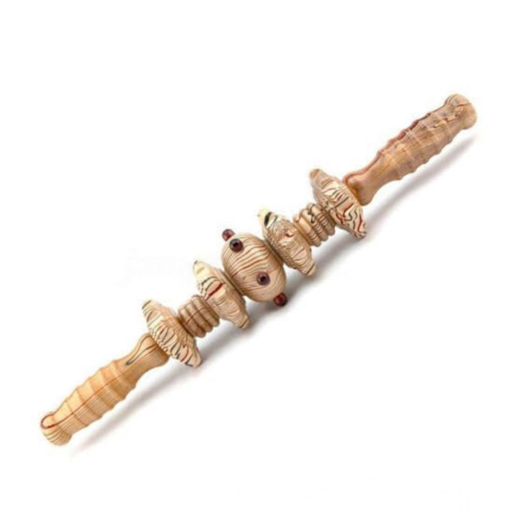 Generic Wood 7 Wheels Fancy Gua Sha Massager Roller (Wood)