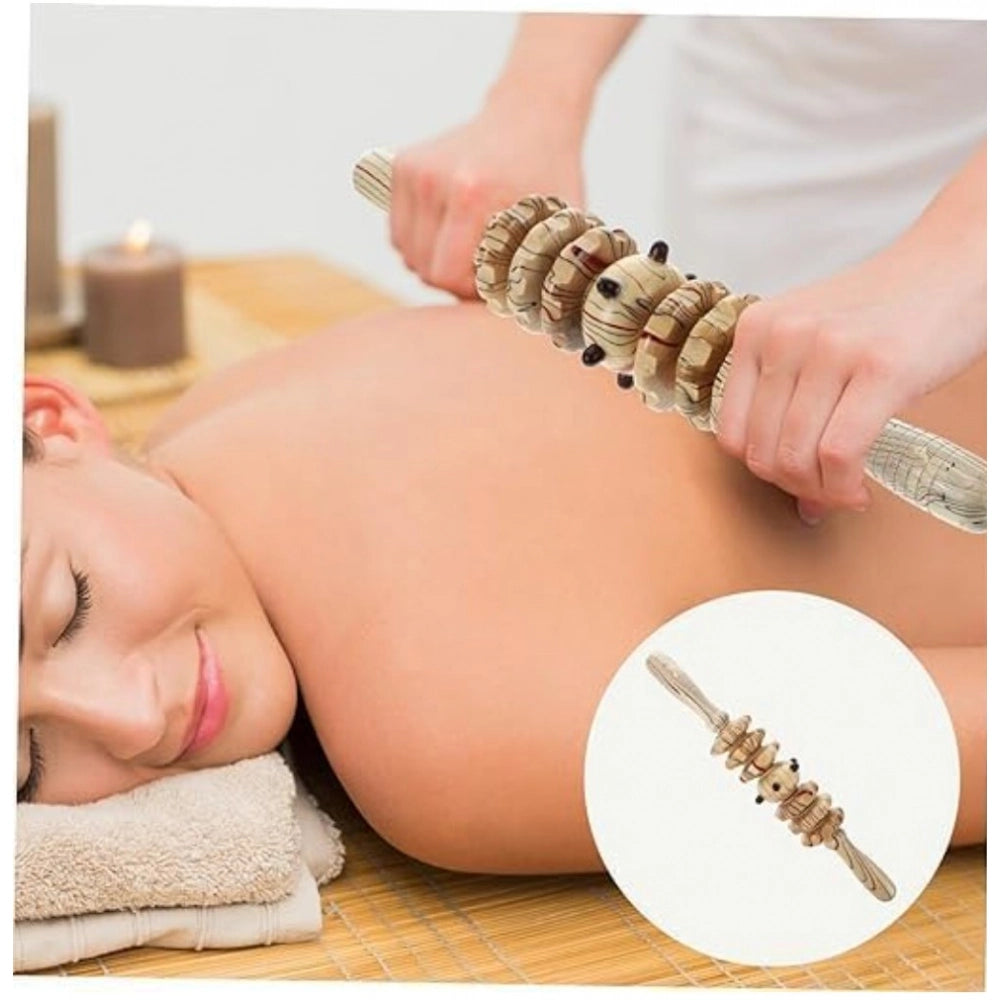 Generic Wood 7 Wheels Fancy Gua Sha Massager Roller (Wood)