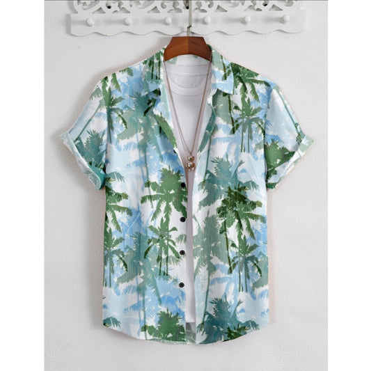 Generic Men's Popcon Lycra Printed Half Sleeve Shirt (Green)