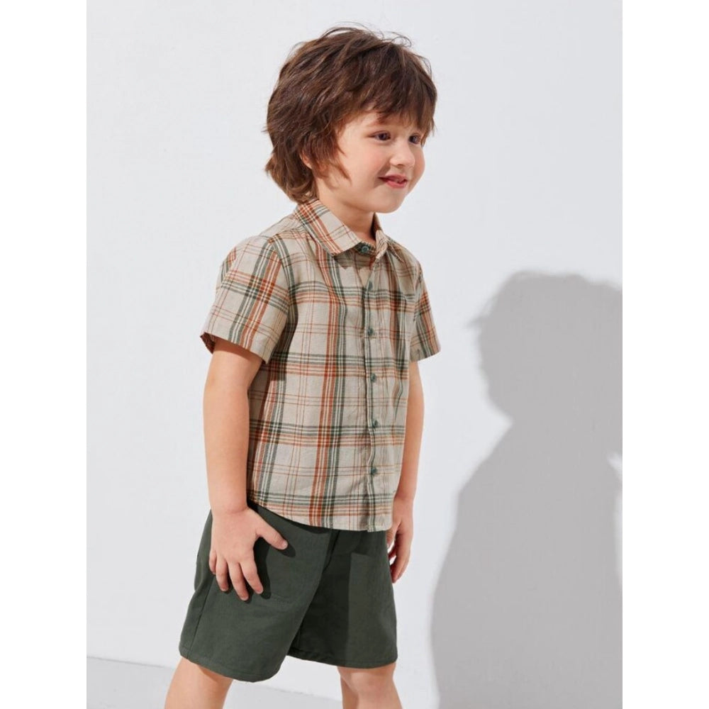 Generic Kid's Lycra Printed Casual wear Shirt And Shorts Set (Green)