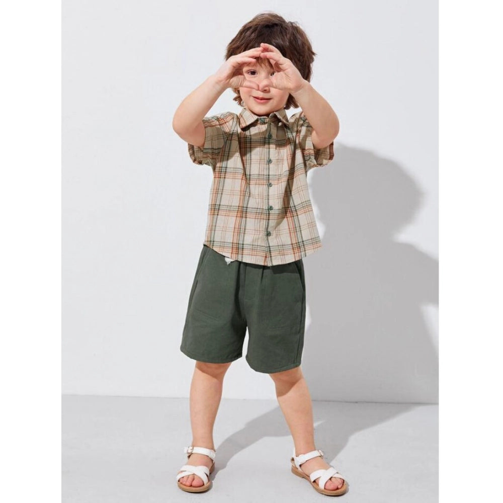 Generic Kid's Lycra Printed Casual wear Shirt And Shorts Set (Green)