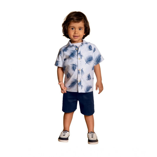 Generic Kid's Lycra Printed Casual wear Shirt And Shorts Set (SkyBlue)