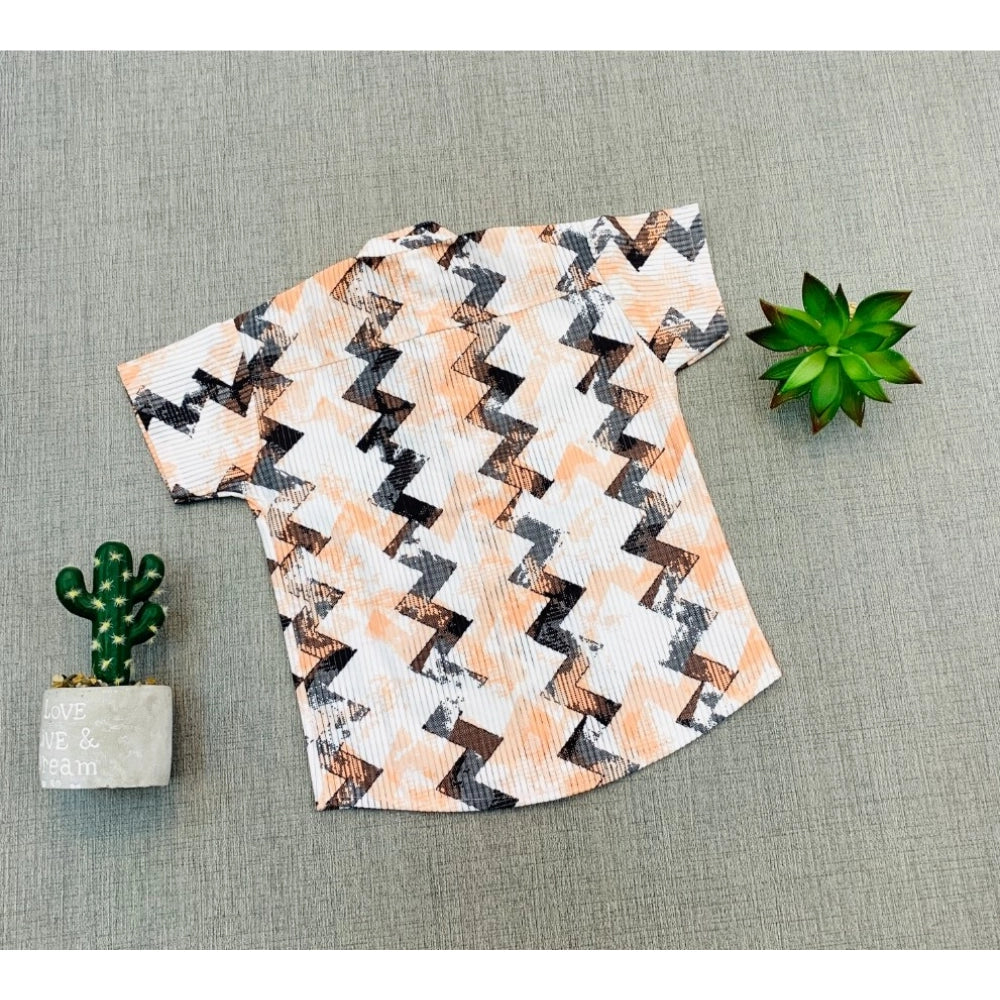 Generic Boy's Cotton Blend Printed Short Sleeve Shirt and Shorts Set (MultiColor)