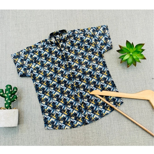 Generic Boy's Cotton Blend Printed Short Sleeve Shirt (MultiColor)