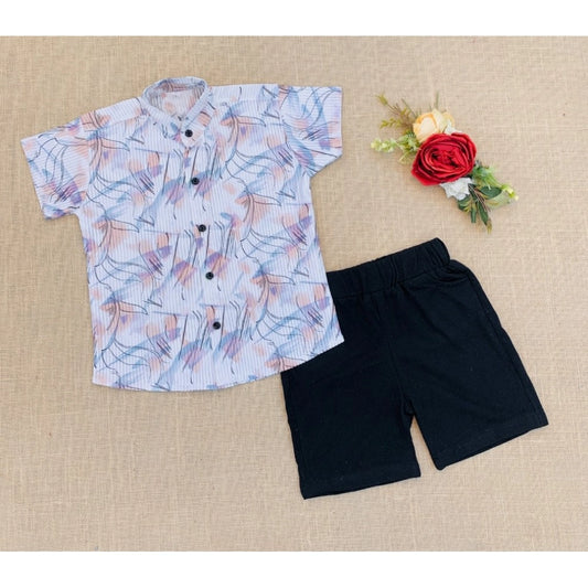 Generic Boy's Cotton Blend Printed Short Sleeve Shirt and Shorts Set (MultiColor)