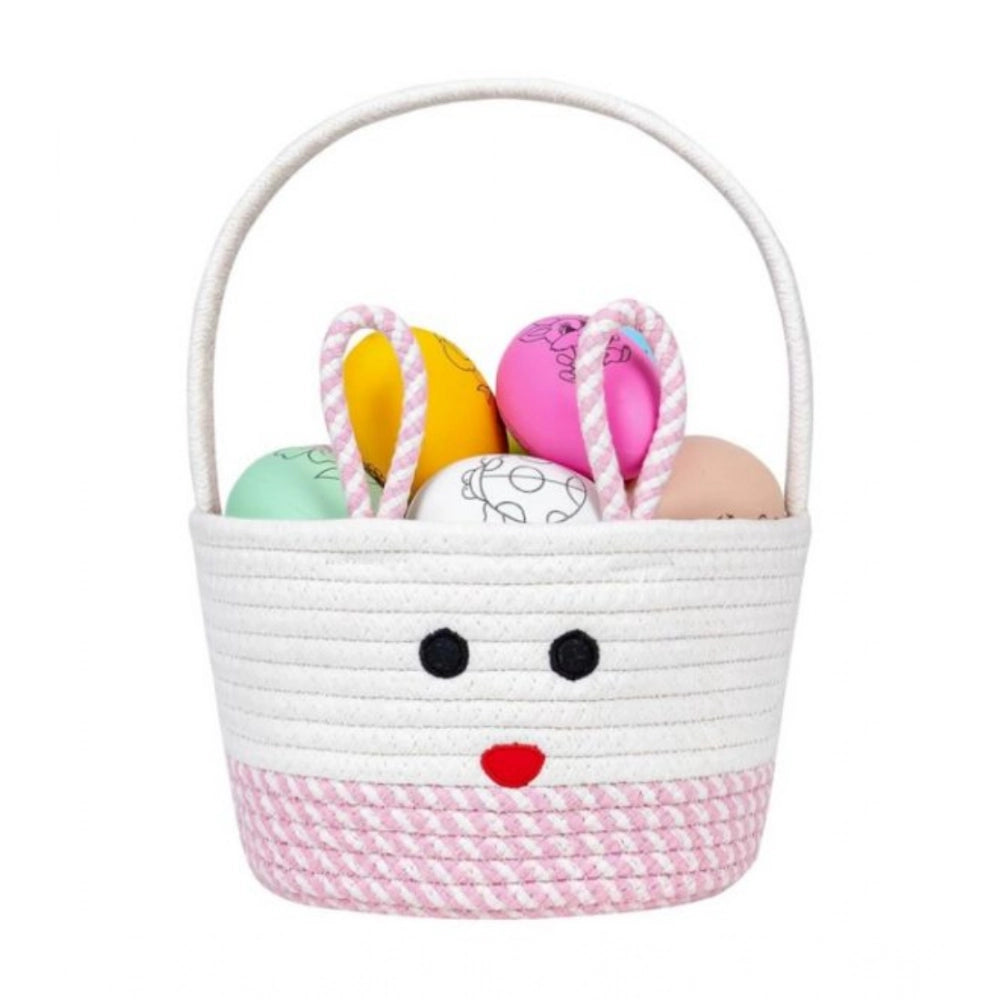 Generic Cotton Mix Toy Bucket Pack of 1 Storage Basket For Clothes (Pink)