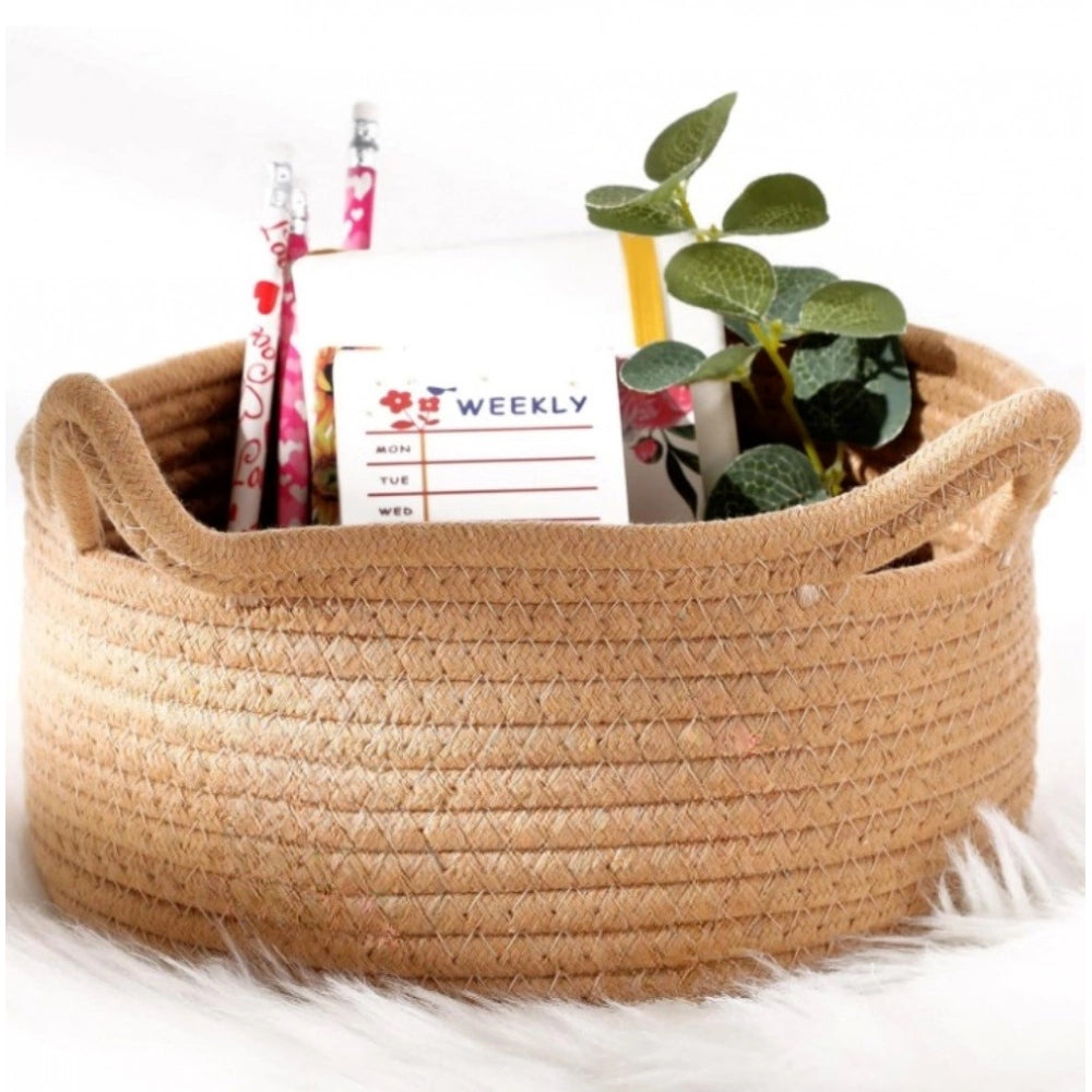 Generic Cotton Cat Basket Inch Pack of 1 Storage Basket For Clothes (Beige)