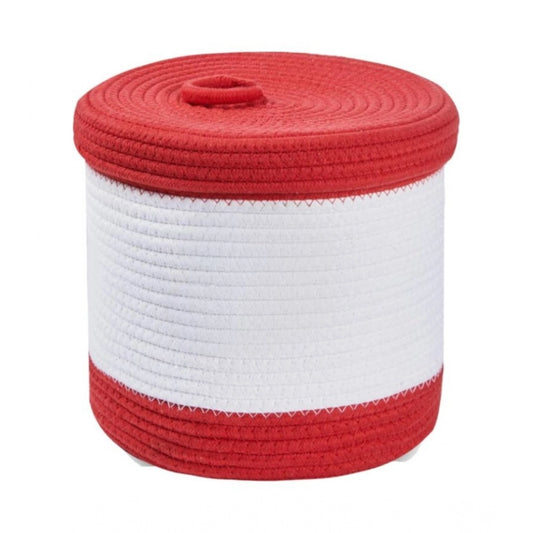 Generic Cotton Basket Pack of 1 Storage Basket For Clothes (Red)