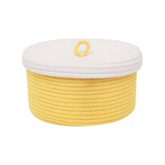 Generic Cotton Box White Lid Inch Pack of 1 Storage Basket For Clothes (Yellow)