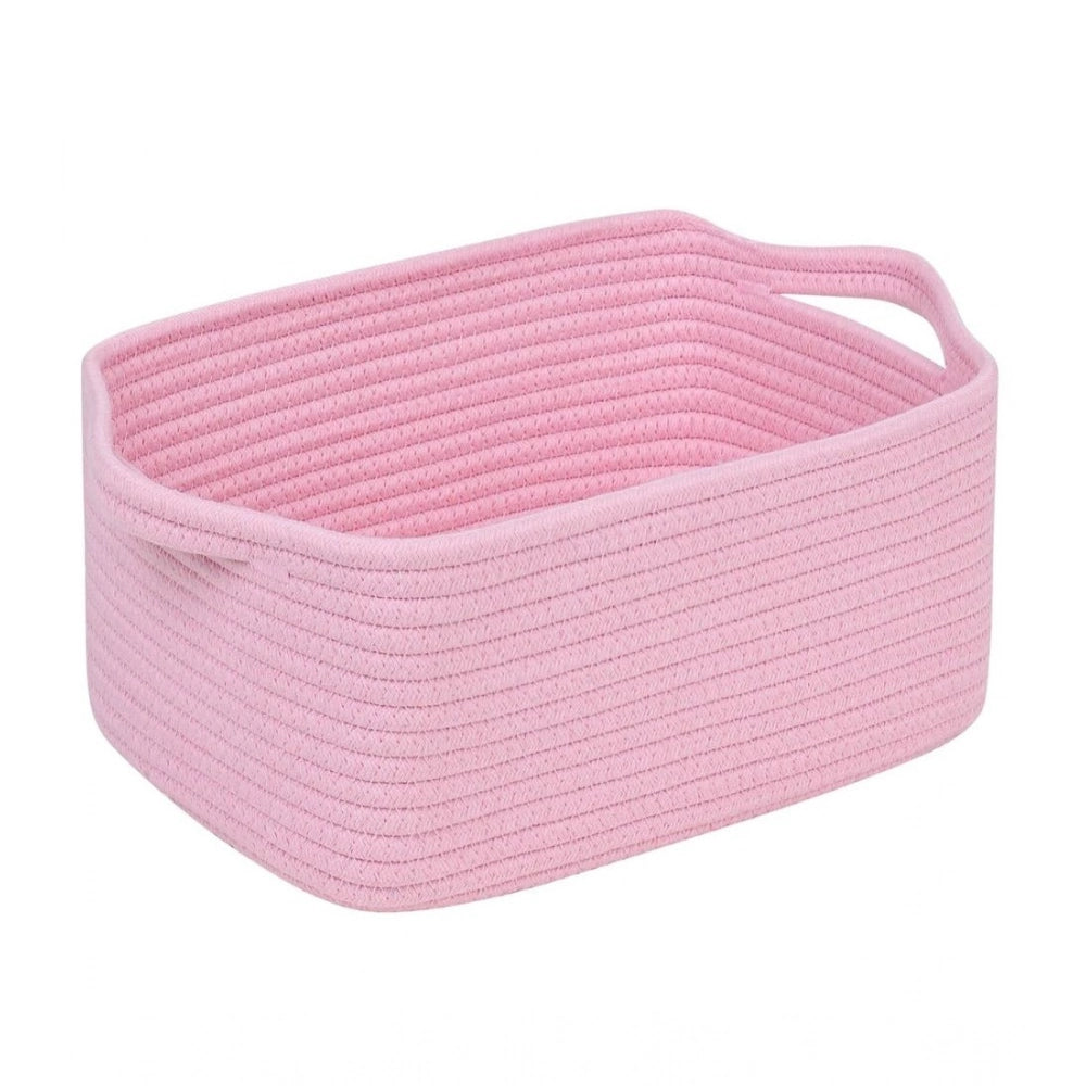 Generic Cotton Basket Pack of 1 Storage Basket For Clothes (Pink)
