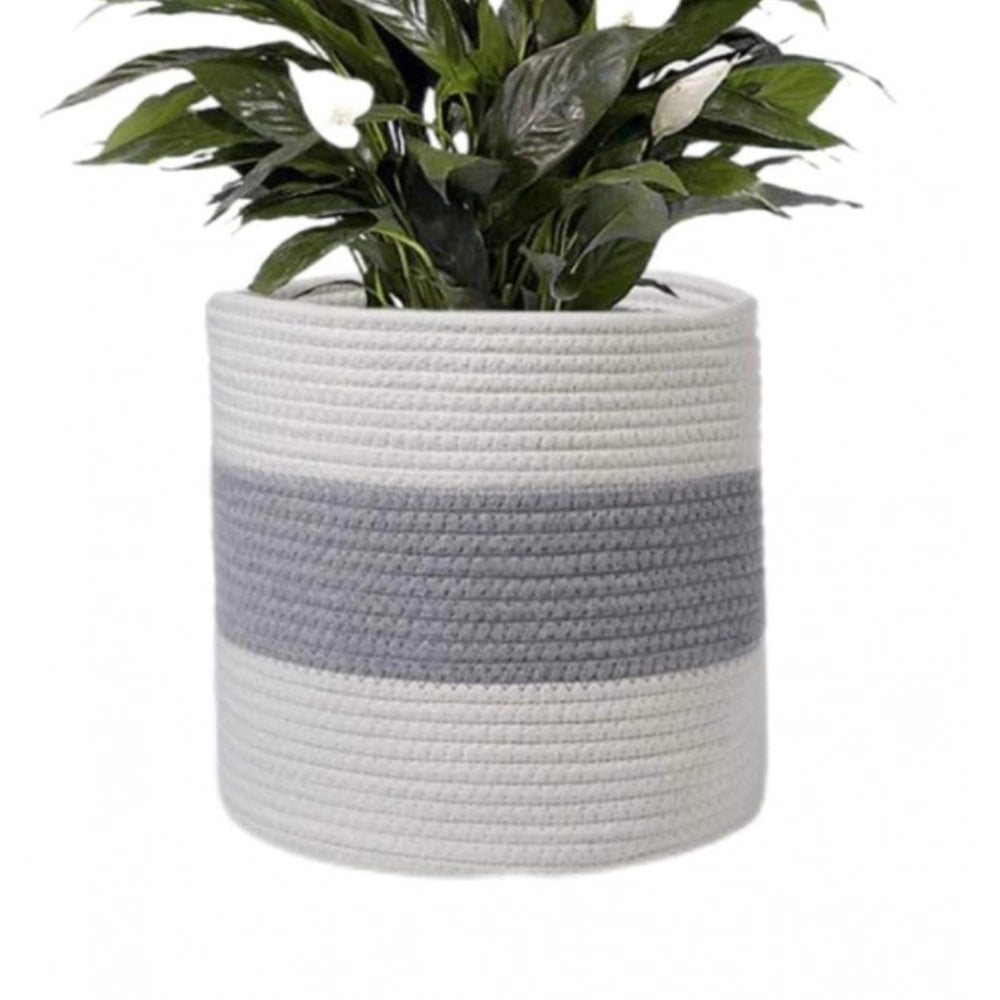 Generic Cotton Flower Basket Pack of 1 Storage Basket For Clothes (Grey)