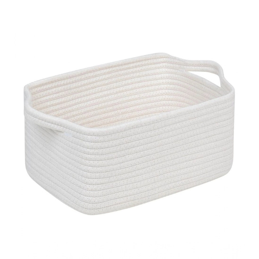 Generic Cotton Basket Pack of 1 Storage Basket For Clothes (White)