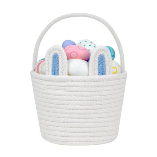 Generic Cotton Ear Toys Bucket Pack of 1 Storage Basket For Clothes (White)